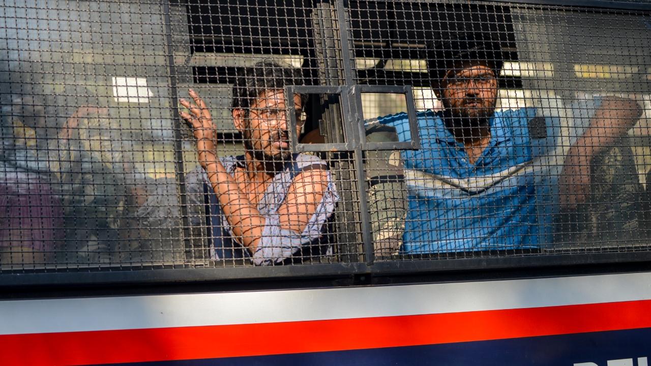 Police personnel, however, stopped the protesters at the heavily barricaded university gates, leading to a scuffle.