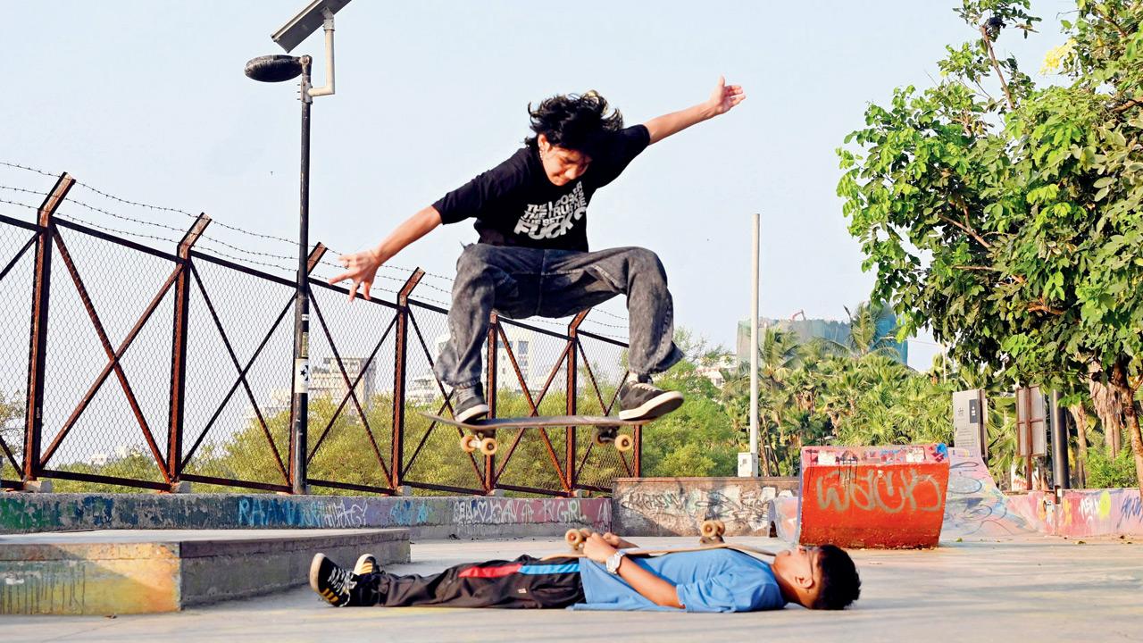 A skater pulls off a trick at Carter Road skatepark. FILE PIC