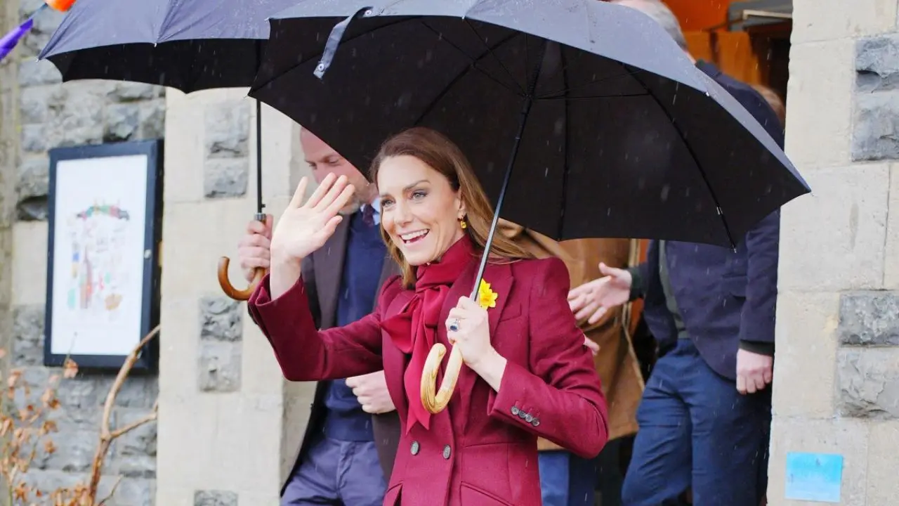 Despite the rain, Prince William and Catherine, Princess of Wales, continued their public engagements in Wales, meeting local residents at the Hanging Gardens in Llanidloes on Thursday