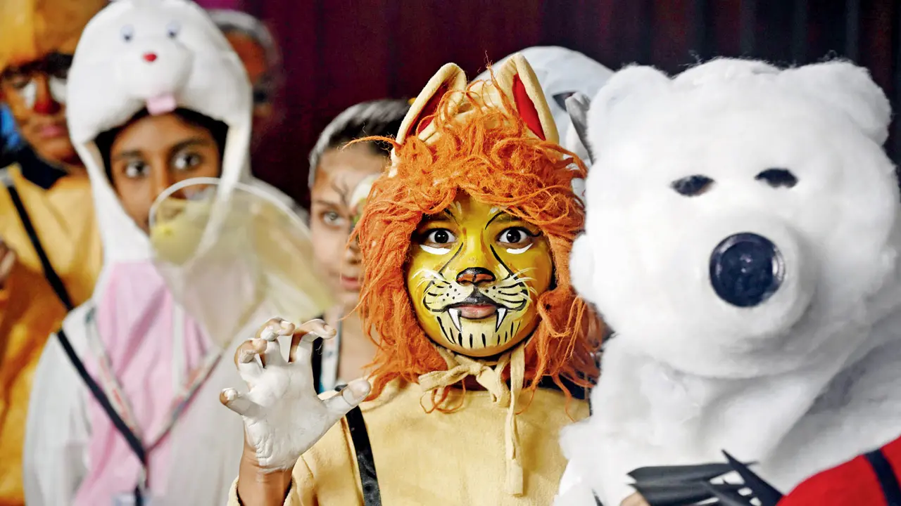 Children in costumes (above) and with face paint (right) participate in the events. Pics/Ashish Raje