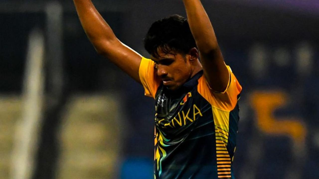 Sri Lanka's Maheesh Theekshana claimed three wickets for just 30 runs in his spell of four overs. Dushmantha Chameera also bagged three wickets by conceding 38 runs in four overs. Dilshan Madushanka, Dushan Hemantha, and Charith Asalanka went wicketless in the T20 World Cup 2026 match against New Zealand (Pic: X/@ICC)