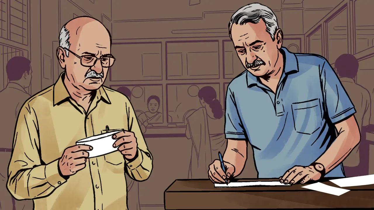 Brijkumar Santoshkumar Wadhwani befriends the 72-year-old complainant inside the SV Road branch of a nationalised bank. ILLUSTRATIONS/UDAY MOHITE