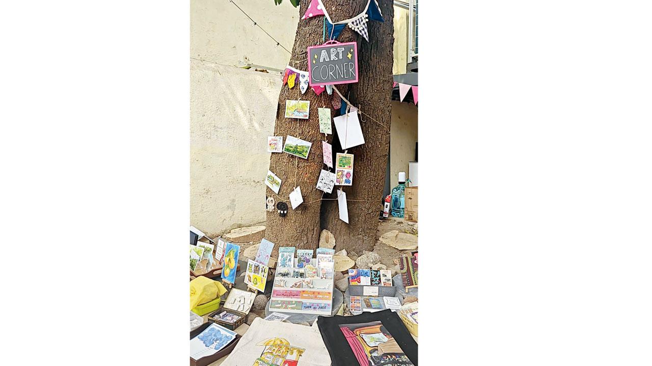 Rocks and tree stumps are repurposed into seats for the audience