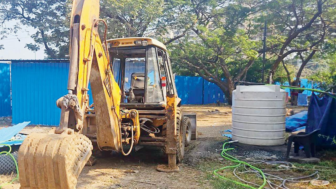 A JCB machine at the Manpada location