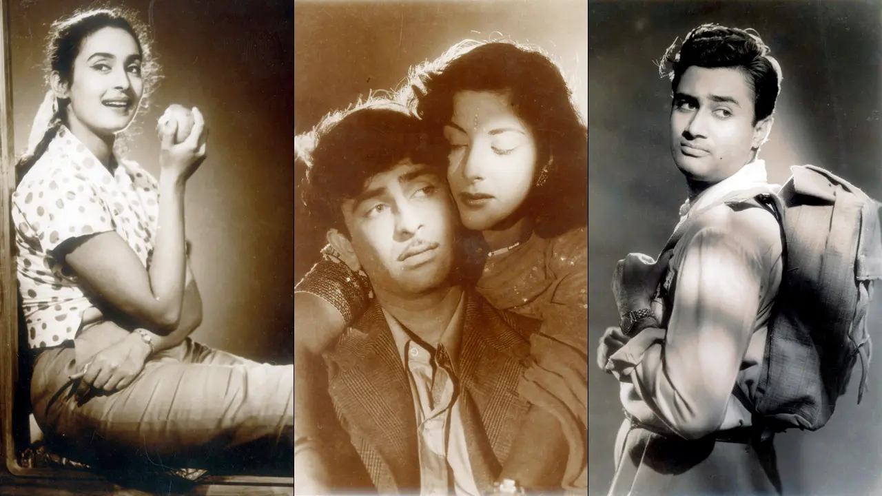 (From left) Nutan, Raj Kapoor and Nargis, Dev Anand, JH Thakker (1923-2003), silver gelatin prints on paper, 1950-60s. Pics Courtesy/DAG