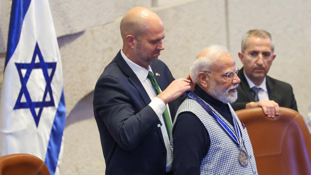 Knesset Speaker Amir Ohana conferred the award on the prime minister after his address at the Israeli Parliament.