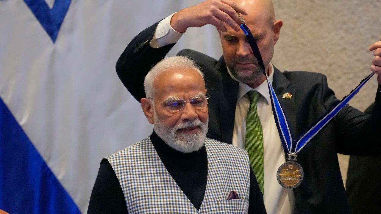The Indian prime minister is the first leader to receive this medal, which is the highest honour of the Knesset - the Israeli Parliament.