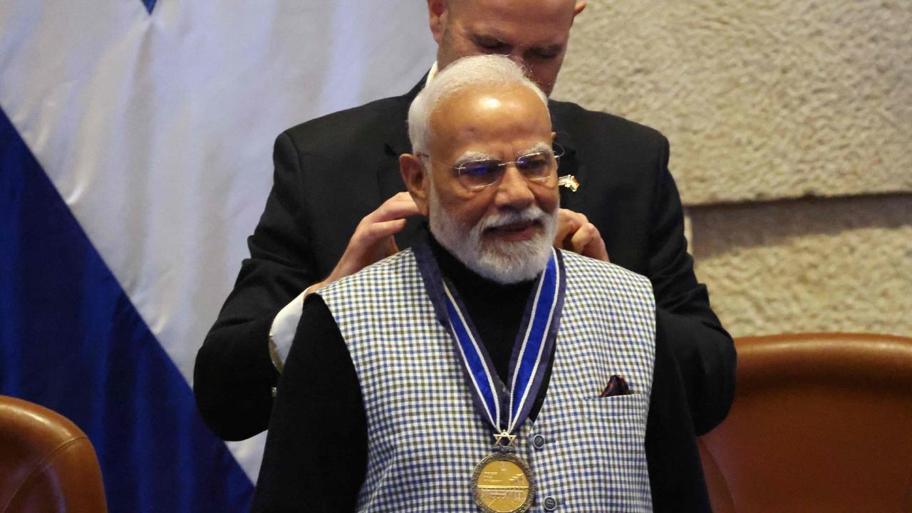 The medal was conferred in recognition of the prime minister's exceptional contribution, through his personal leadership, to strengthen strategic relations between India and Israel.