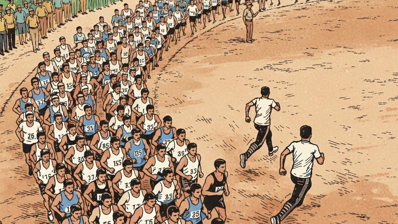 Omkar Ravindra Pawar from Nashik, and Suyash Sitaram Khande from Mumbai took a shortcut in the 1600-metre run by going off the track and re-entering later; both were booked