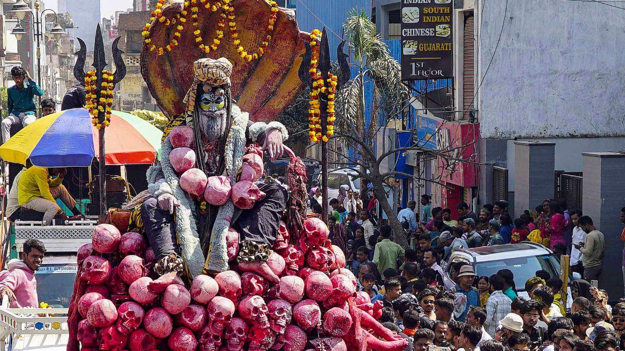 Processions of a man dressed up as a deity moved through narrow lanes, accompanied by drumbeats and devotional songs
