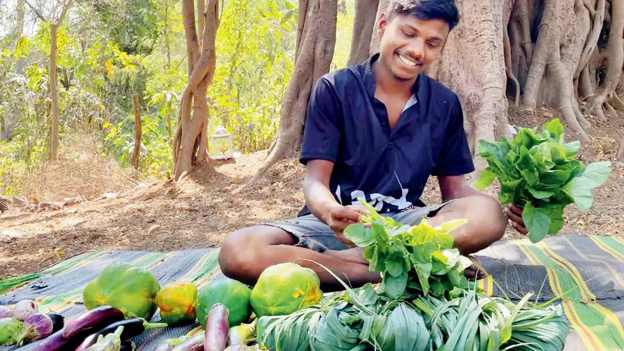 An Aarey resident with local organic produce. PIC COURTESY/SEEDS OF BANYAN