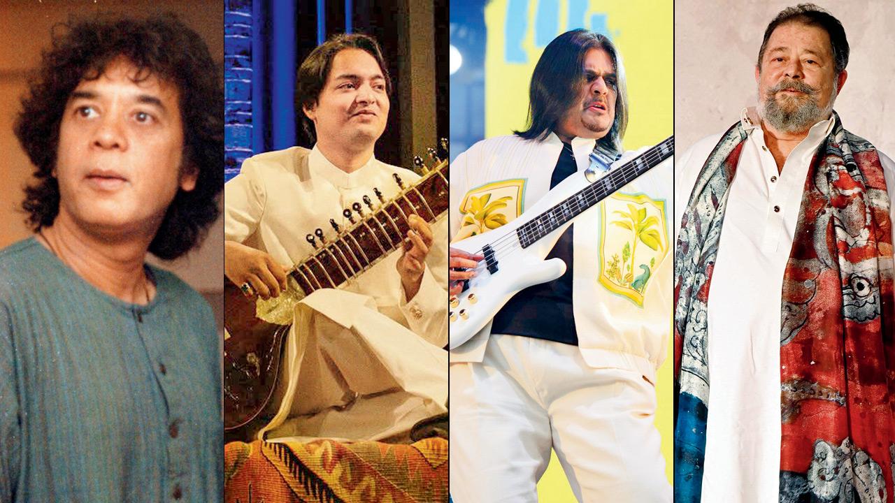(From left) Ustad Zakir Hussain during a performance at Hridayesh Festival, Vile Parle in 2015. FILE PIC/SACHIN KALBAG, Mehtab Ali Niazi. PIC COURTESY/@mehtabaliniazi on instagram, Kunal Kapoor and Sheldon D’Silva. PIC COURTESY/RAJ LALWANI