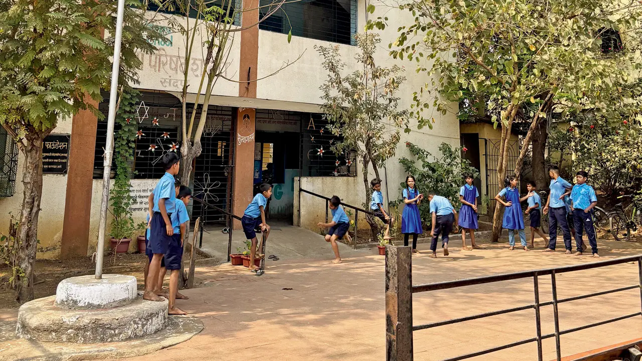 The Zilla Parishad school building in Sandap village, Dombivli East, which currently operates with limited staff and infrastructure. Pics/By Special Arrangement