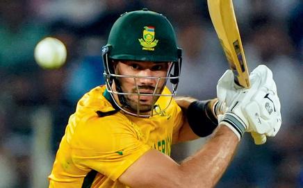SA captain Aiden Markram during his unbeaten 86 vs NZ in Ahmedabad on Saturday. Pic/PTI