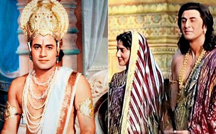 Arun Govil played Lord Ram in the iconic TV show, ‘Ramayan’; (right) (L-R) Sai Pallavi and Ranbir Kapoor. Pics/Instagram