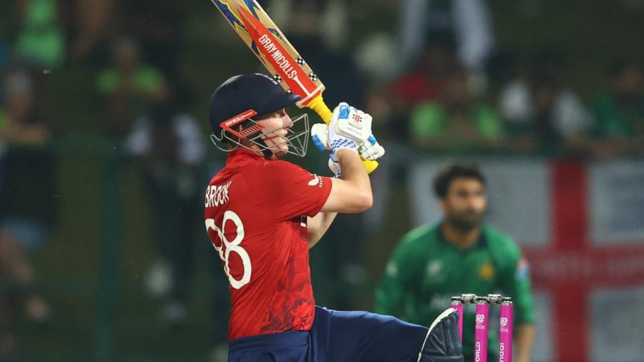Brook's century is the fourth century in T20 World Cup chases, with England's Alex Hales holding the highest score of an unbeaten 116 runs against Sri Lanka in 2014 while chasing 190 runs, followed by 100 each by Gayle (against England in 2016 while chasing 183), Sri Lanka's Pathum Nissanka (against Australia in this year's tournament chasing 182) and Brook (Pic: X/@englandcricket)
