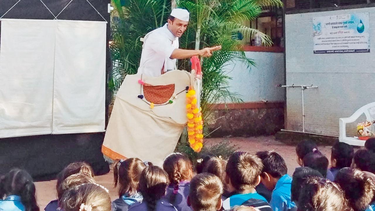 A moment from the play at  Karalewadi Zilla Parishad Shaala