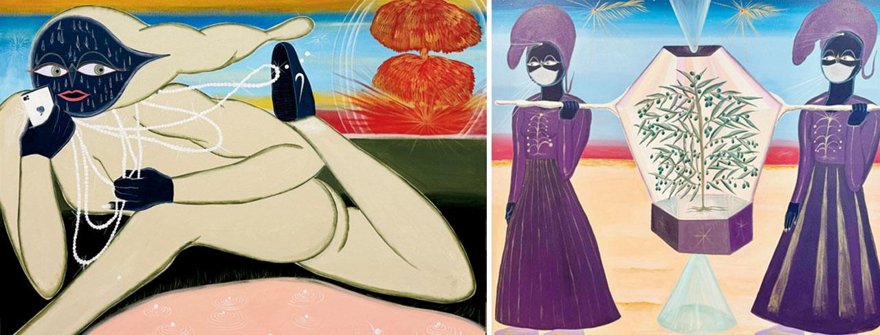 Like a dream, everything’s forgotten. Now you’re free, 2025; (right) Procession for a hushed beloved, 2025. Pics Courtesy/Rithika Pandey