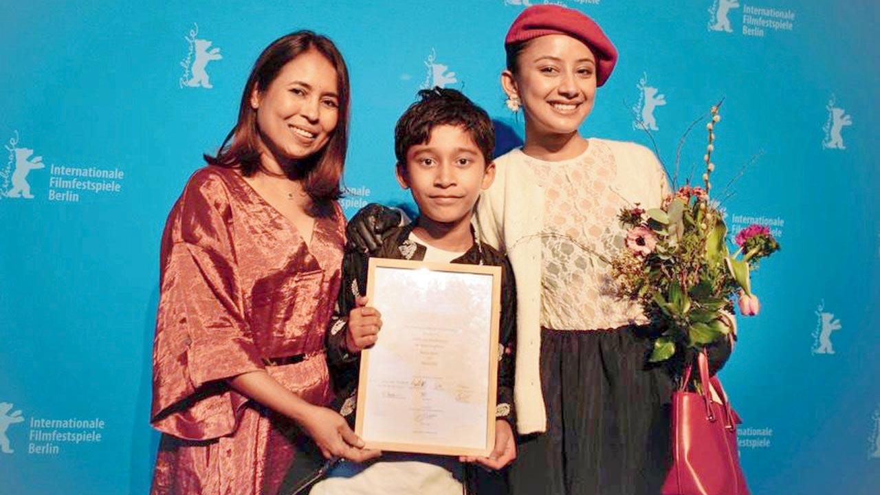 (From left) Rima Das with Bhuman Bhargav Das and Sukanya Baruah