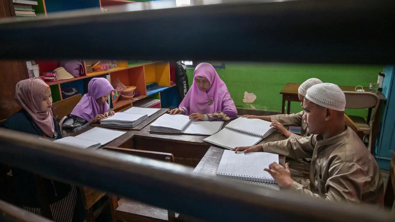 Carefully printed with raised dots, the Braille Koran enables them to follow verses line by line, committing passages to memory and deepening their understanding of the scripture