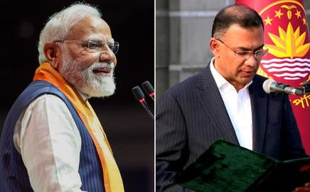 India Prime Minister Narendra Modi (left). Bangladesh Prime Minister Tarique Rahman (right). File Pic