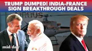 French president Emmanuel Macron arrives in Mumbai for high level 3-day visit