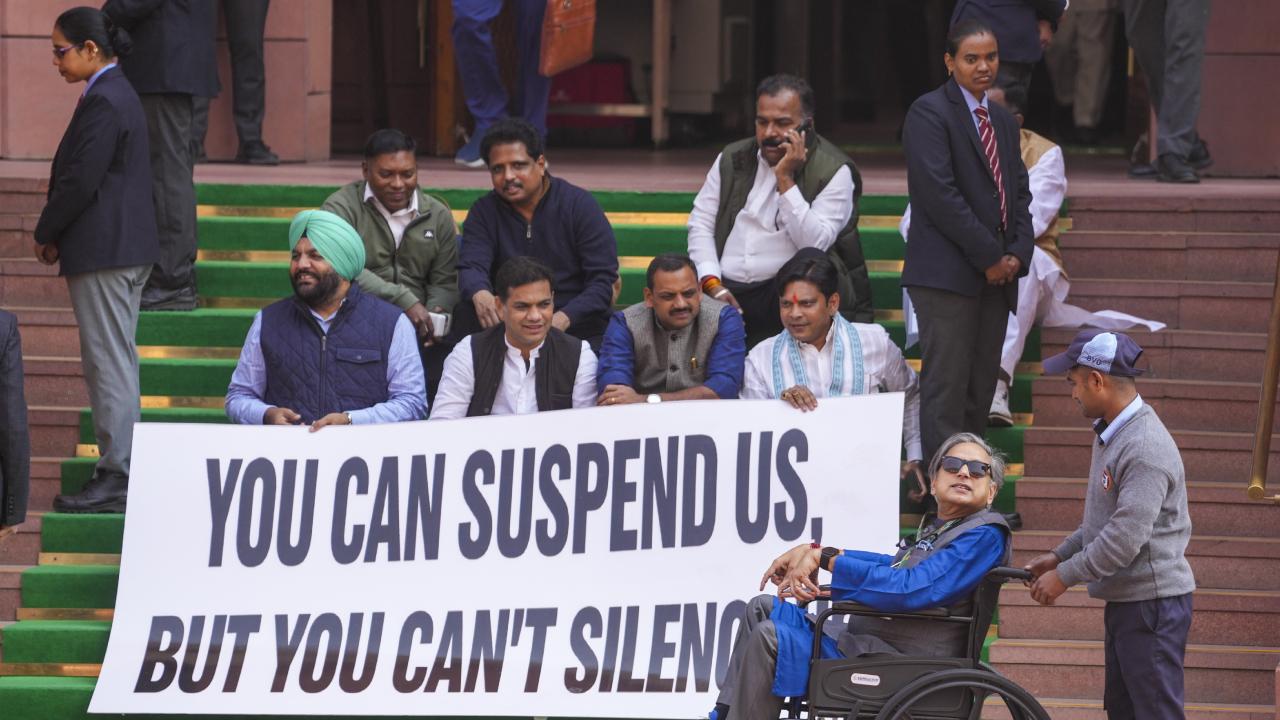 Lok Sabha has been witnessing disruptions since February 3 after Leader of Opposition Rahul Gandhi was disallowed by the Chair from quoting from an article based on excerpts of former Army chief M M Naravane's 'unpublished memoir' in which he has referred to the India-China conflict of 2020. Eight Opposition MPs have also been suspended from the House