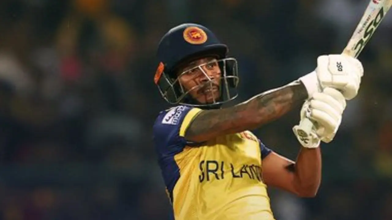 Facing just 52 deliveries, he garnered an unbeaten 100 runs, with the help of 10 boundaries and five maximums (Pic: X/@OfficialSLC)