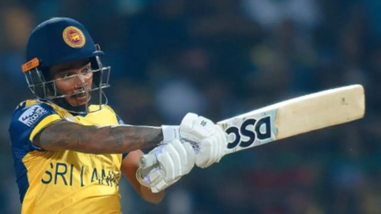 The right-handed batsman showcased masterful strokes, immense grit and resilience throughout his knock. His century also marked the first ton by any batsman in the ongoing global showpiece (Pic: X/@OfficialSLC)