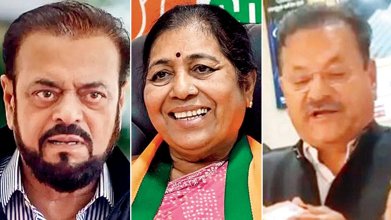 Samajwadi Party MLA Abu Azmi. File pic; BJP MLA Manisha Choudhary. File pic/Satej Shinde; BJP MLA Yogesh Sagar 