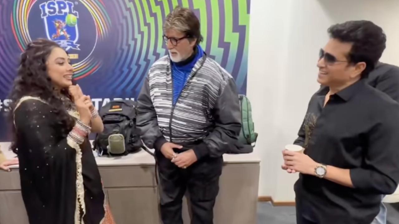 Rupali Ganguly meets Amitabh Bachchan and Sachin Tendulkar at ISPL event