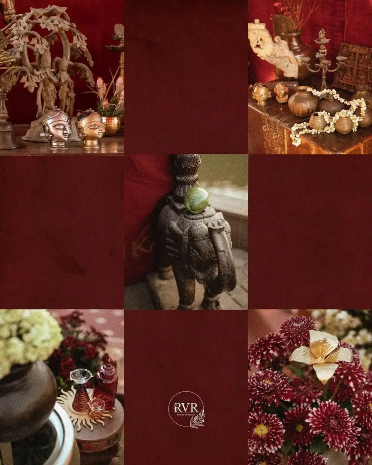 Small details elevate the overall look. Traditional hand fans, gold ghungroo like tassels, wooden block prints and thoughtfully arranged invitation cards add a personal and artisanal touch