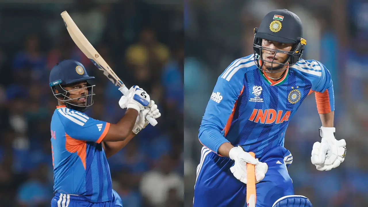 Having put to bat first, Team India's wicketkeeper-batsman Sanju Samson scored 24 runs in 15 balls, including a boundary and two maximums. Fellow opening batsman Abhishek Sharma smashed 55 runs after facing 30 balls, including four boundaries and the same number of maximums (Pic: X/@BCCI)
