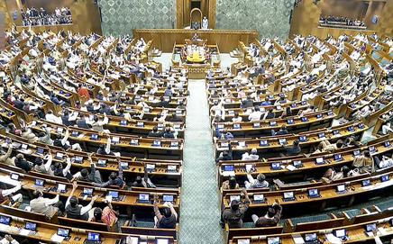 FM Nirmala Sitharaman presents her ninth consecutive Union Budget in Lok Sabha on Sunday. PIC/ PTI