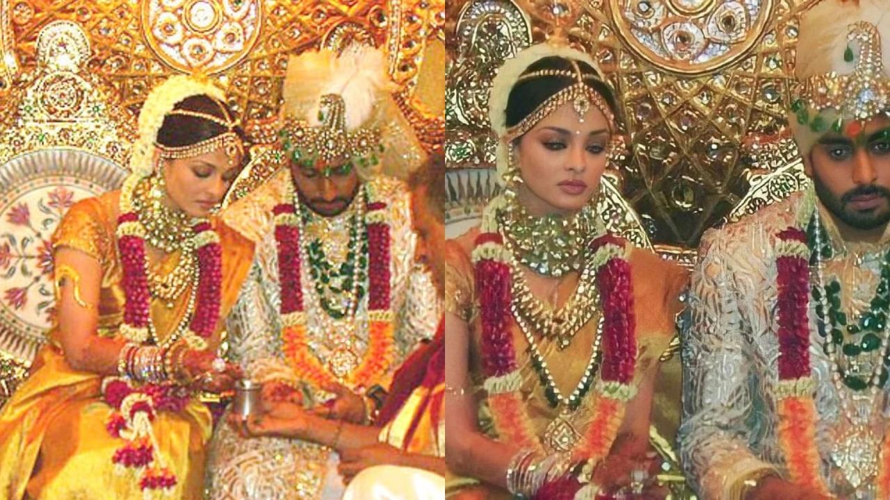 Aishwarya Rai tied the knot with Abhishek Bachchan in 2007. Aishwarya chose to honor her Kannadiga roots by donning a magnificent Kanjivaram saree and elegant jewelry.