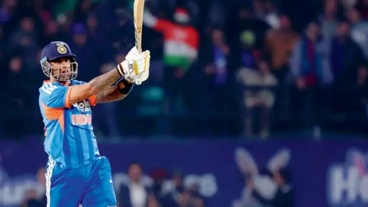 Skipper Suryakumar Yadav departed after scoring 12 runs in 13 balls. His knock also included a maximum. Tilak Varma also accumulated 25 runs in 21 balls, with the help of three boundaries (Pic: File Pic)