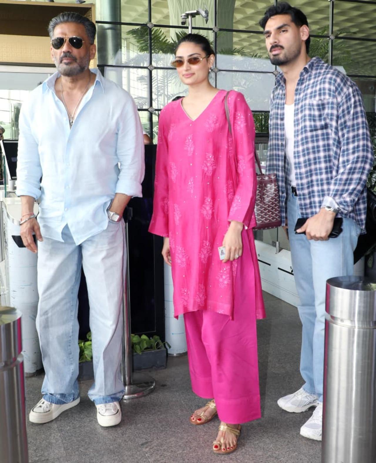 The Shettys assemble for a click at the airport, paps can't get enough of this trio