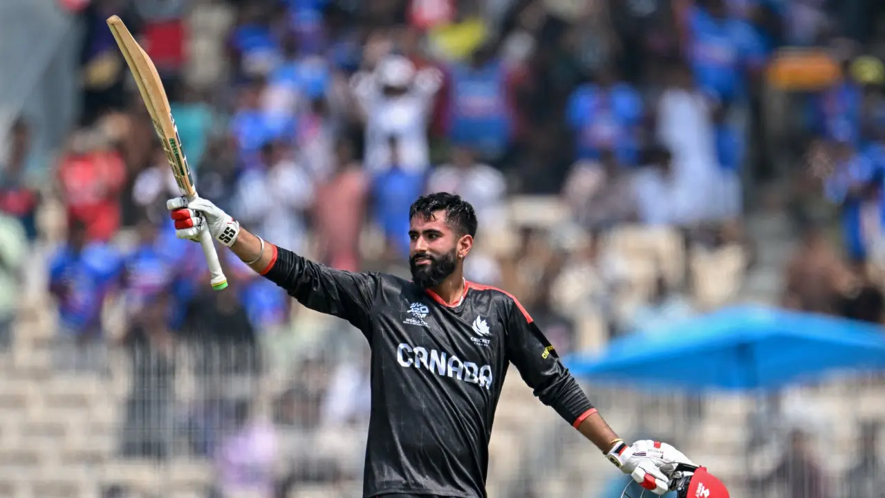 Despite Samra's ton, Canada suffered a loss by eight wickets against New Zealand at the MA Chidambaram Stadium in Chennai (Pic: X/@ICC)