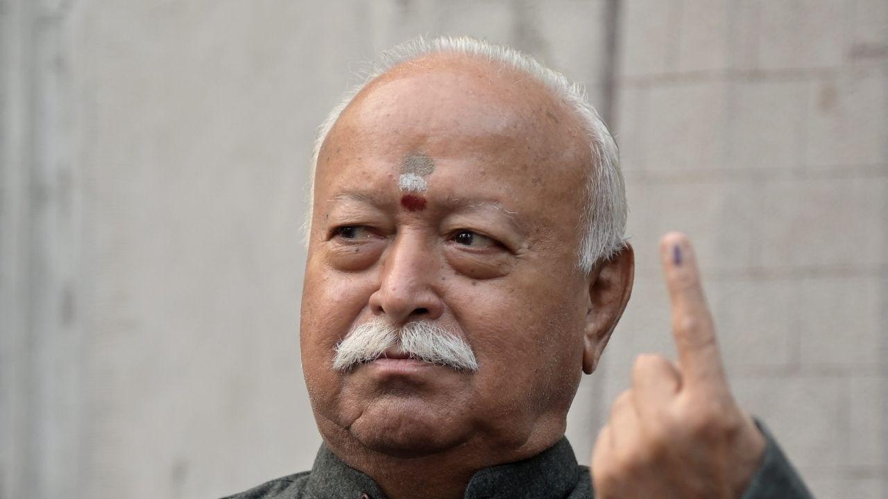 IN PHOTOS: RSS chief Mohan Bhagwat casts vote in Maharashtra civic polls