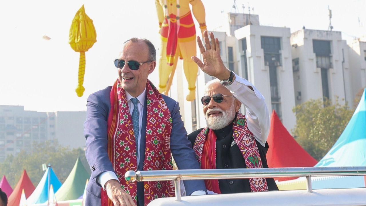 Prime Minister Narendra Modi and German Chancellor Friedrich Merz on Monday participated in the International Kite Festival 2026 at the Sabarmati Riverfront (Pic/X)