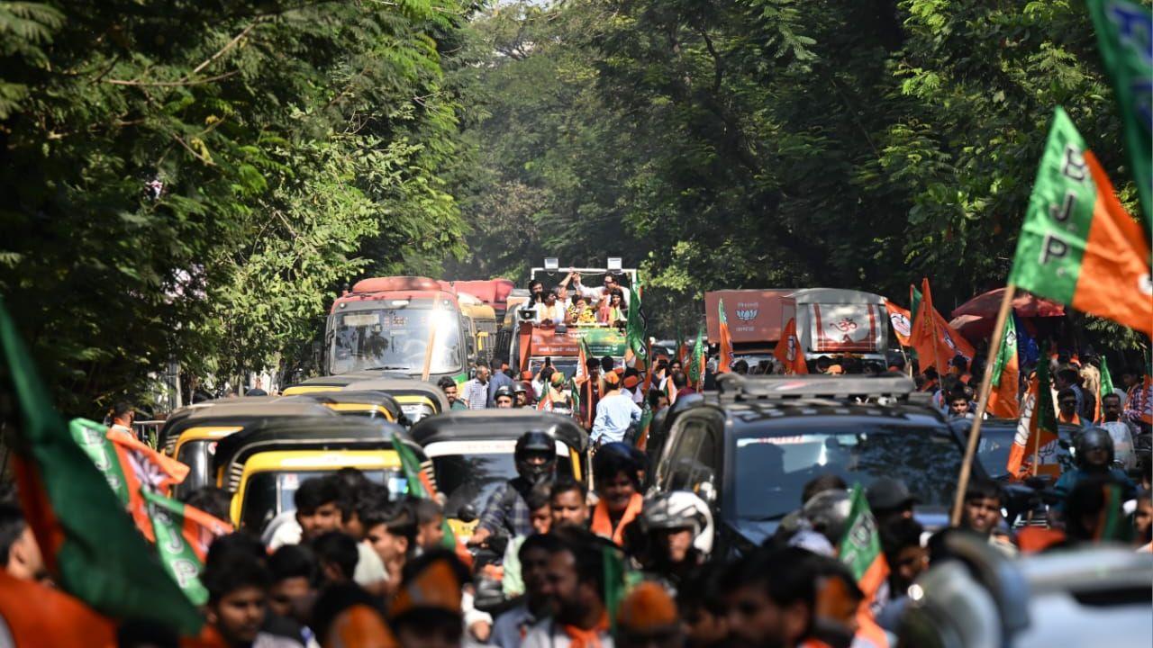 BJP candidate Nisha Parulekar-Bangera campaigned along with party workers during an election campaign on Monday