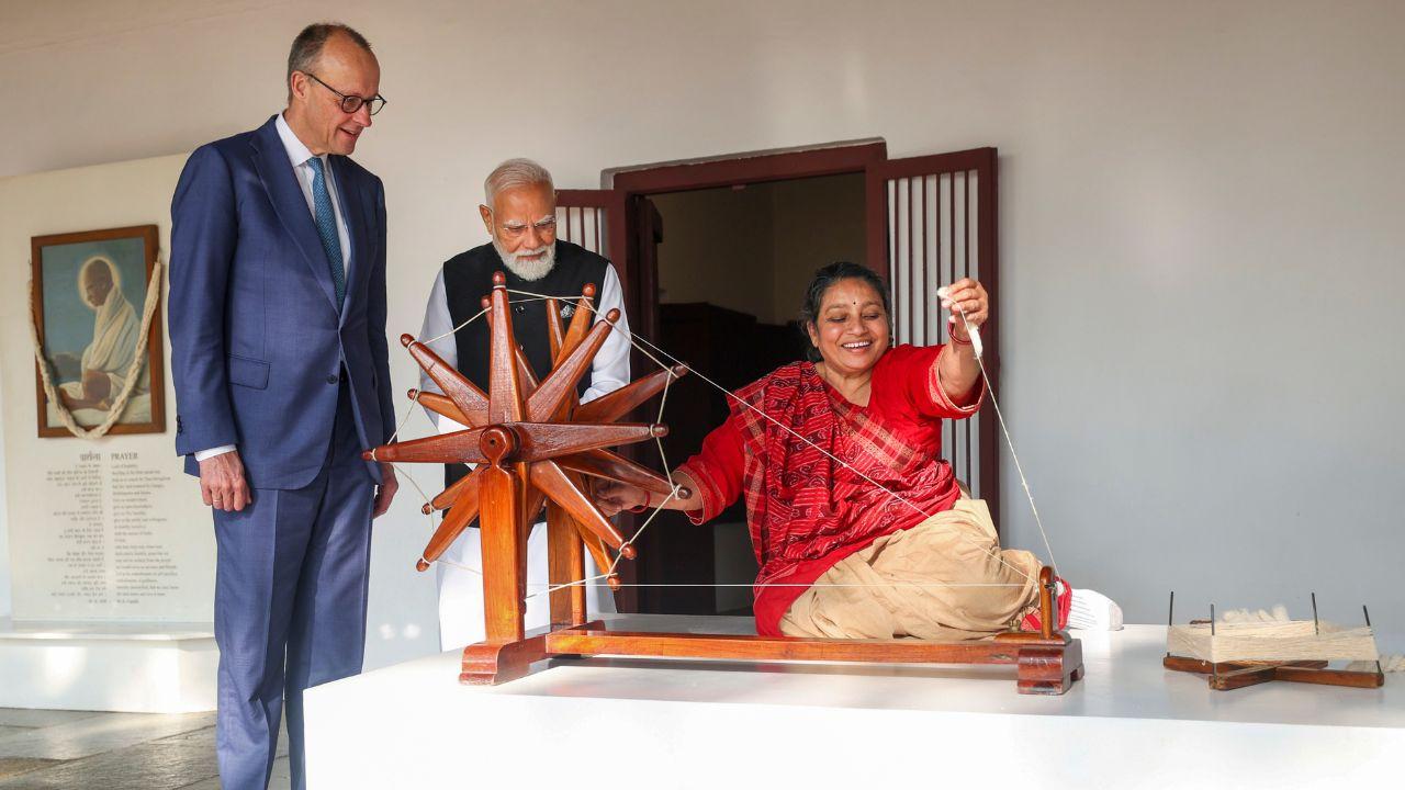 <p><!--StartFragment --></p>
<p class="pf0"><span class="cf0">PM Modi and Chancellor Merz also visited the Sabarmati Ashram in Ahmedabad on Monday and paid homage to Mahatma Gandhi (Pic/PTI)</span><!--EndFragment --></p>