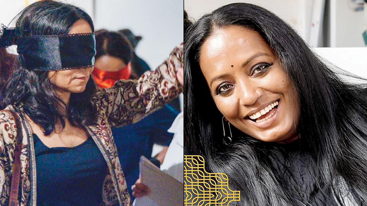 A blindfolded attendee at the gallery. Pic courtesy/Vipul sangoi