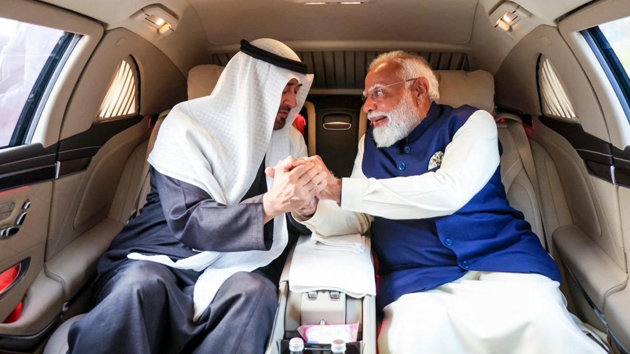 PM Modi welcomed Al Nahyan at the Delhi airport with a hug and then they travelled together in the same vehicle to the prime minister's residence, where they held talks in the restricted as well as delegation-level formats.