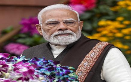PM Narendra Modi addresses the media  during the Budget Session of Parliament, in New Delhi, on Thursday. PIC/PTI