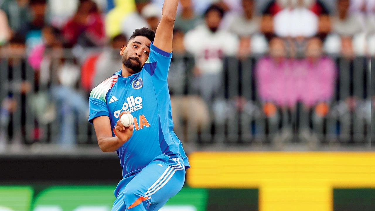 India pacer Mohammed Siraj during the first ODI vs Australia in Perth on October 19 last year. Pic/Getty Images
