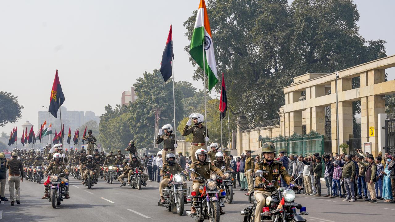 <p>The security forces are conducting rehearsals in their uniforms as the Republic Day parade nears</p>