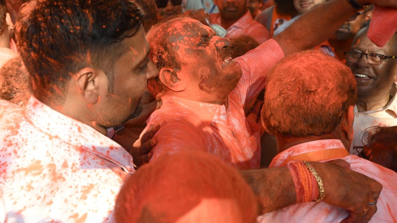 <p>As the results were announced, Shinde&rsquo;s supporters gathered outside the BMC P East Counting Centre to celebrate his victory</p>