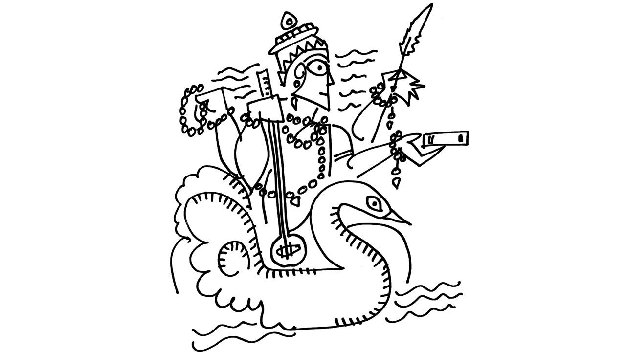 Jain Saraswati on goose or peacock