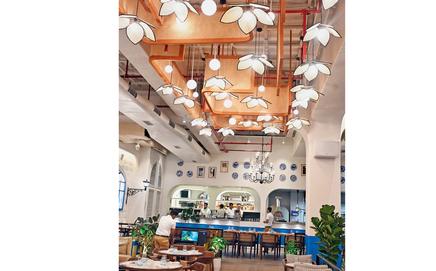 A view of the interior of Siciliana; (below) Burrata Pomodoro Panzanella. Pics/Atul Kamble